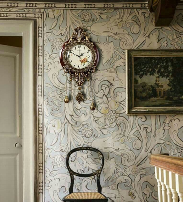 古典壁掛時計デラックスクロック レトロ 振り子時計 実木 静音リビング