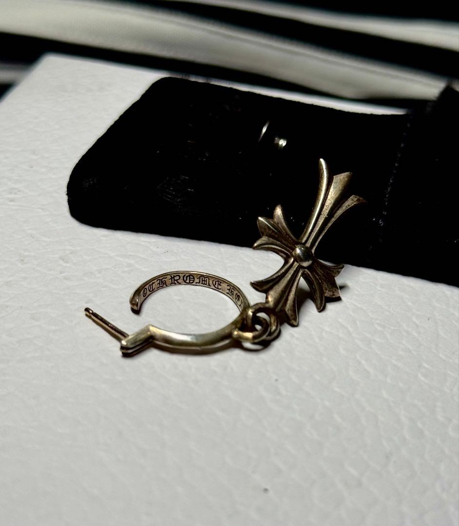 し*ん様 クロムハーツ タイニー CH クロス フープ ピアス シルバー925