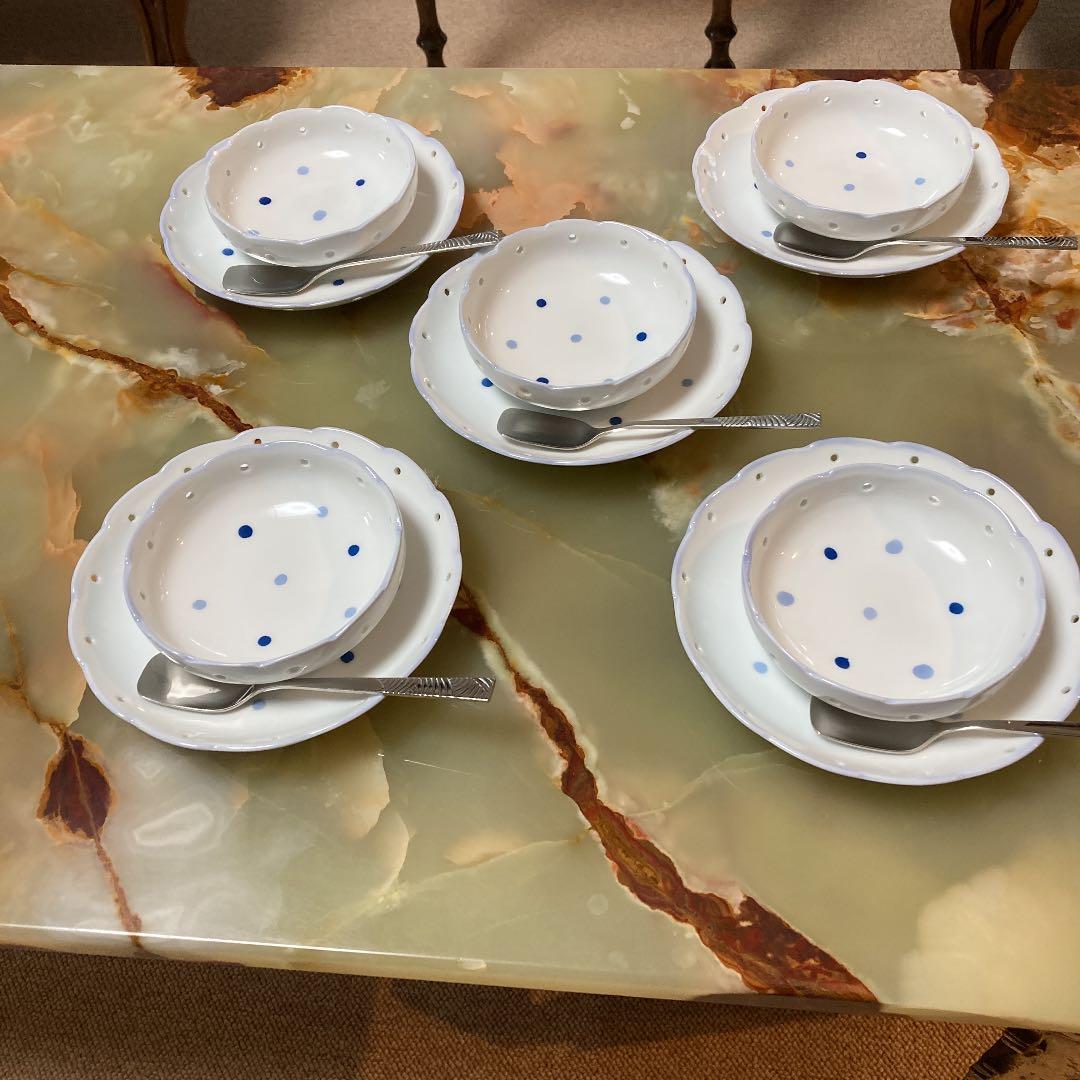 【たち吉】アイスクリームカップとソーサー5客とスプーン