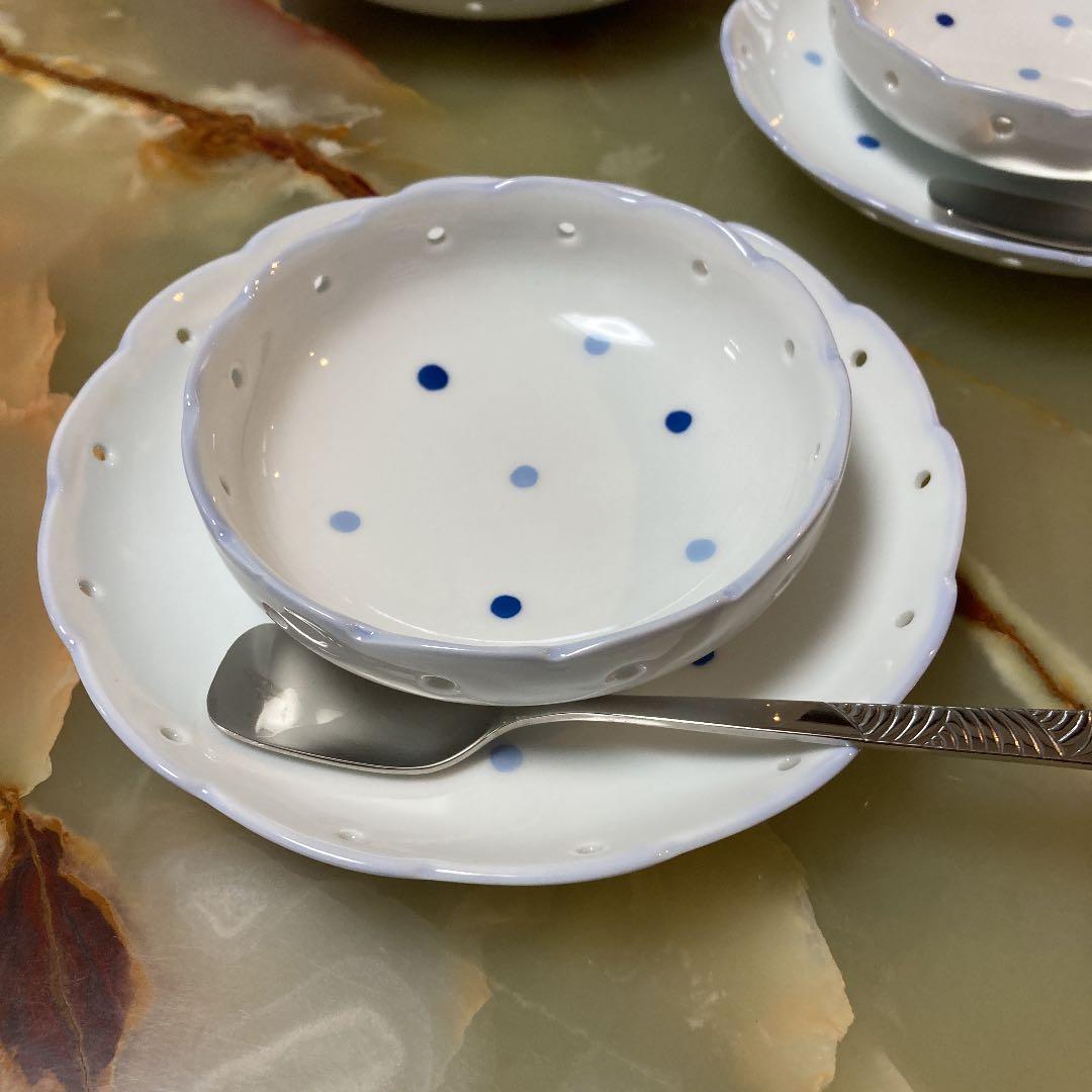 【たち吉】アイスクリームカップとソーサー5客とスプーン