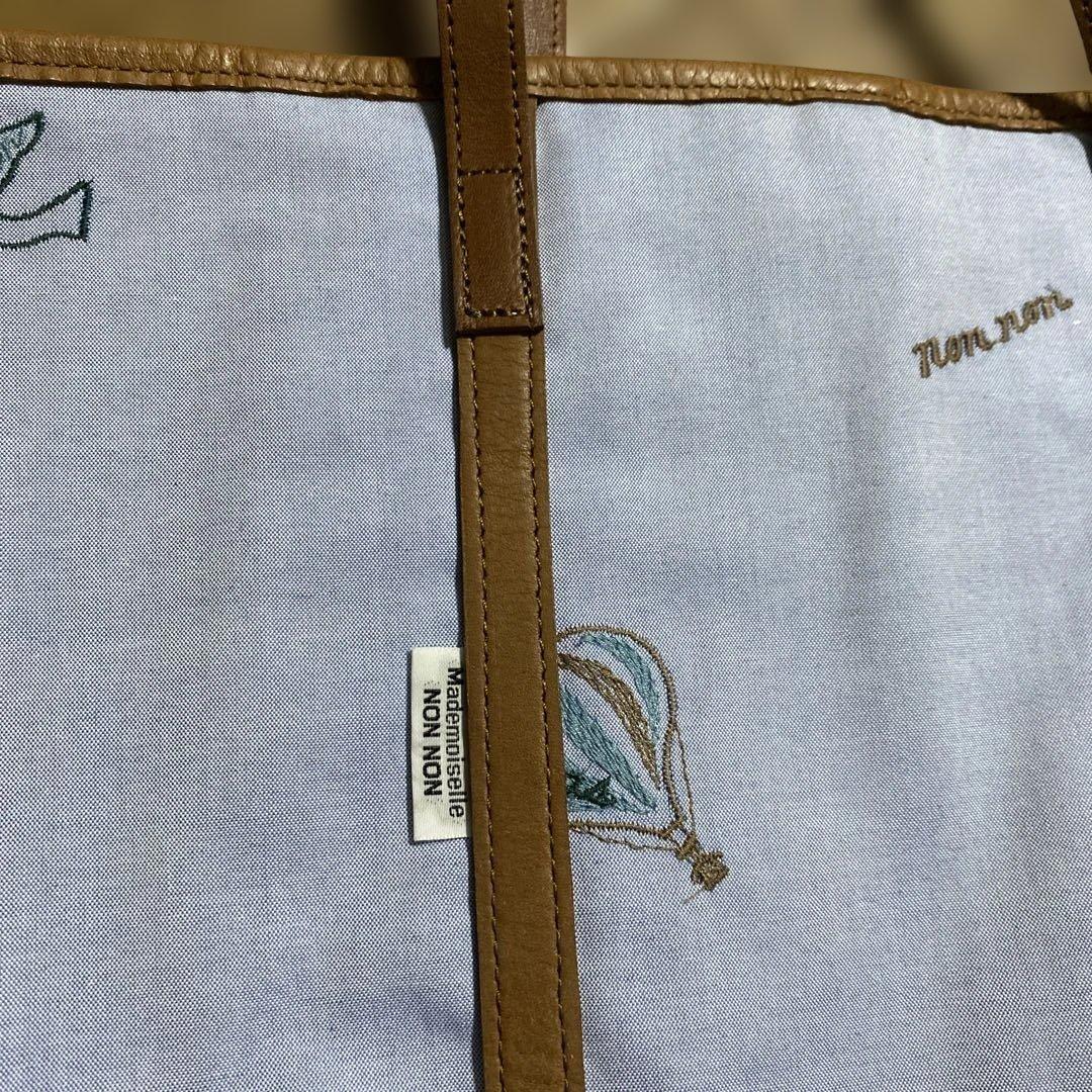 NONNON 刺繍コットン　トートバッグ