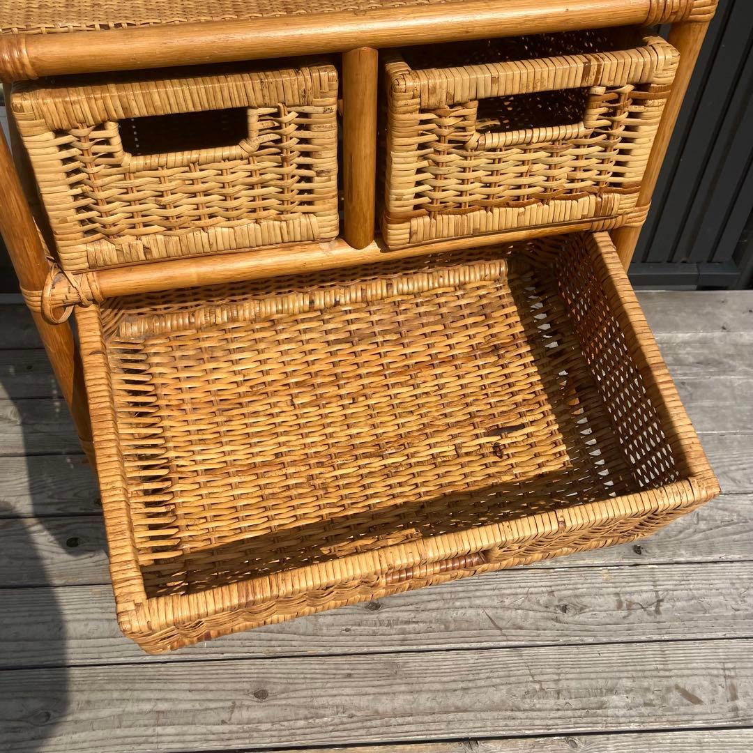 昭和レトロ ラタンチェスト 収納4段5杯 引き出し箪笥 古家具 ビンテージ