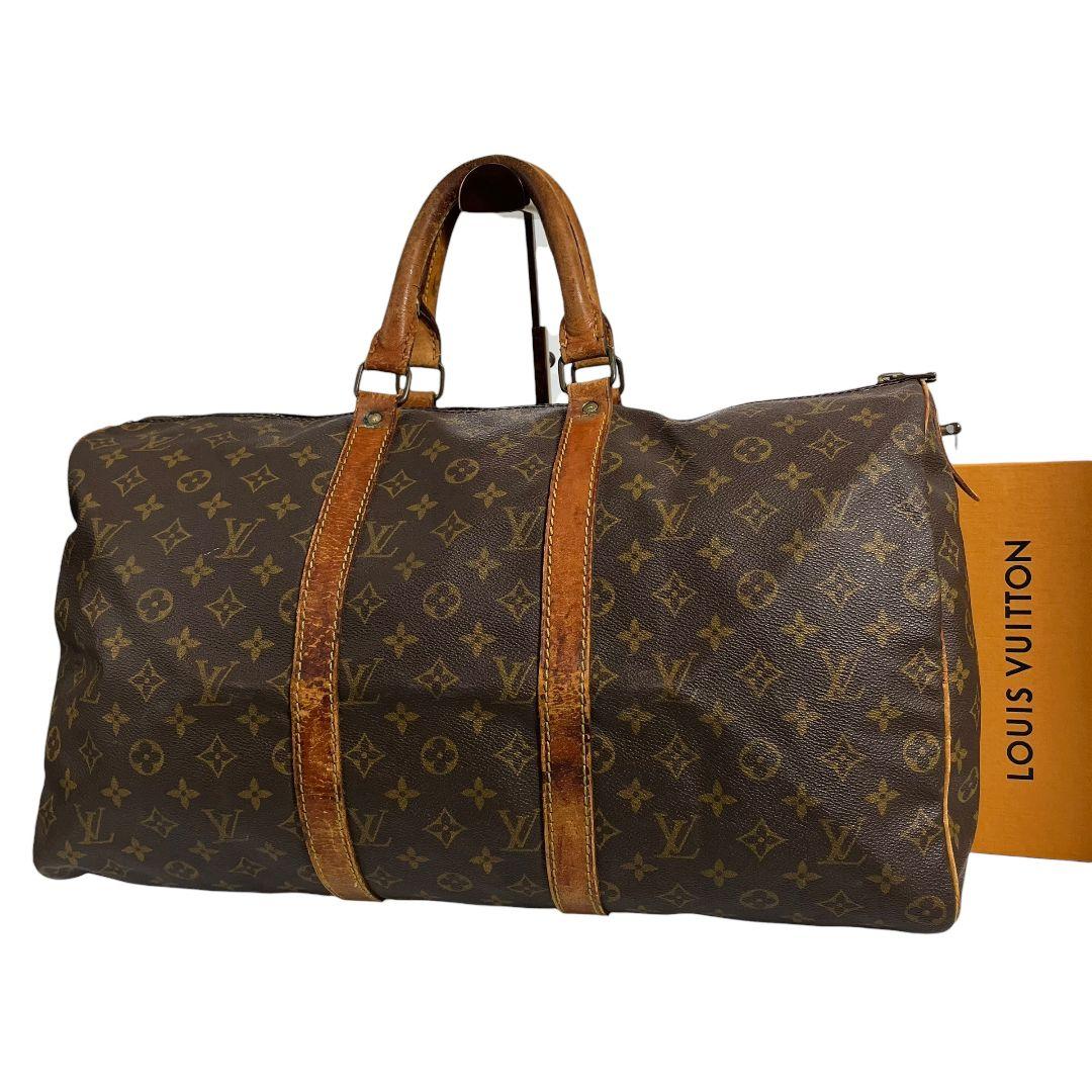 鑑定済　ルイヴィトン　キーポル50　モノグラム　ボストンバッグ　ブラウン　旅行用