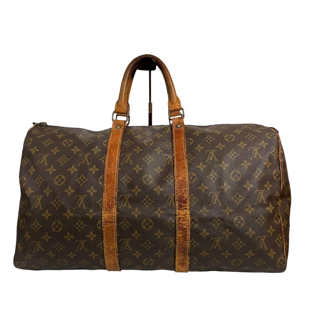 鑑定済　ルイヴィトン　キーポル50　モノグラム　ボストンバッグ　ブラウン　旅行用