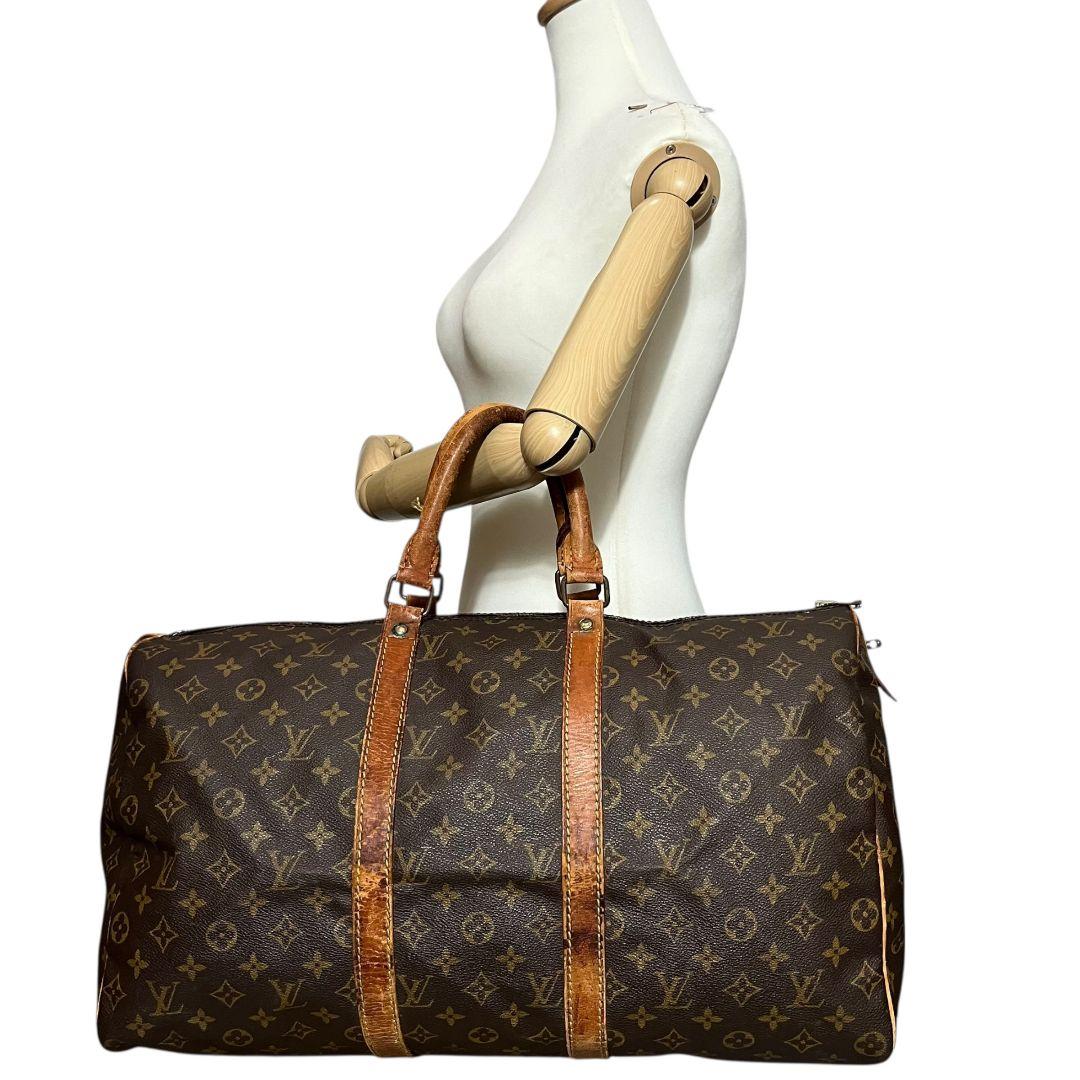鑑定済　ルイヴィトン　キーポル50　モノグラム　ボストンバッグ　ブラウン　旅行用