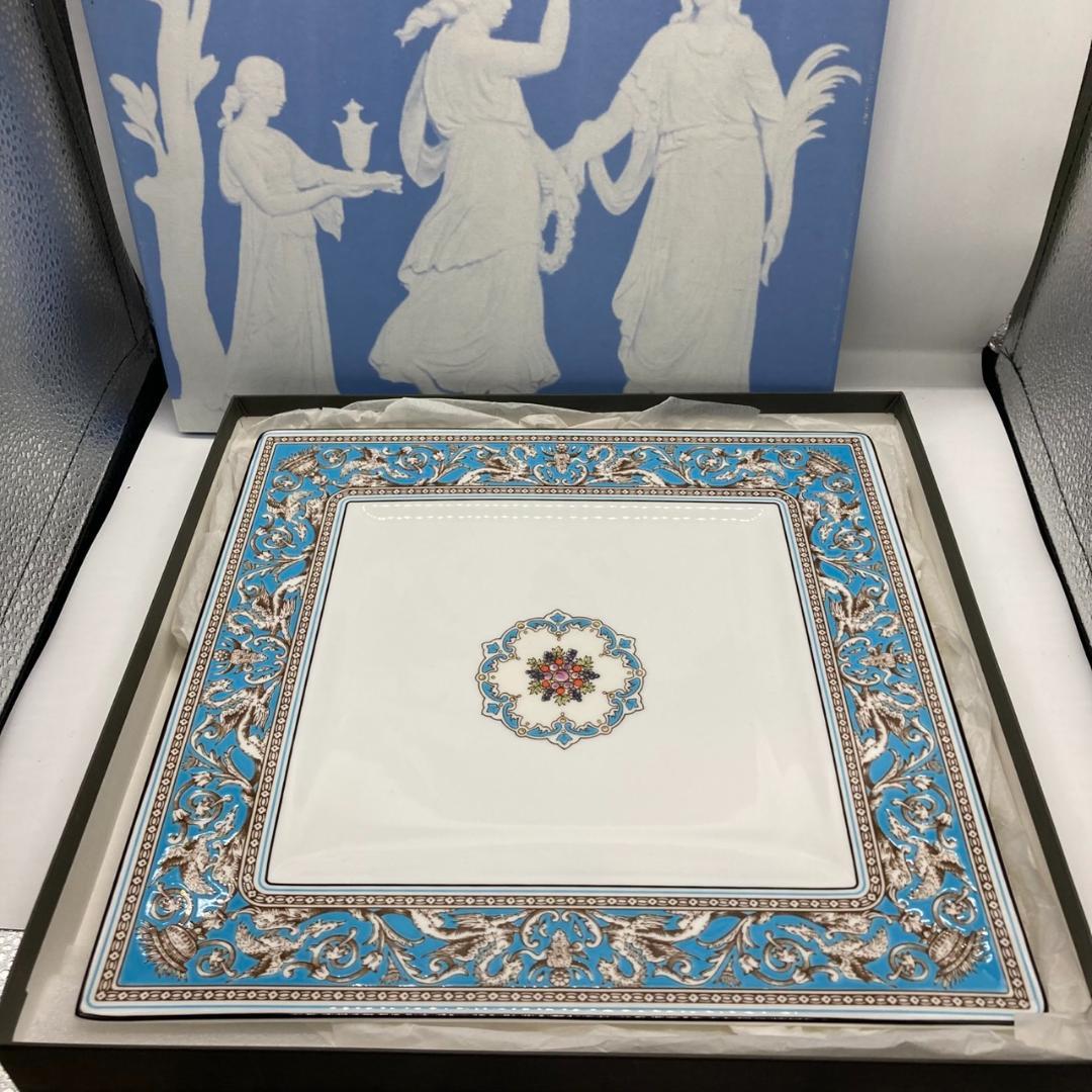 ▼美品　 フロレンティーン　ターコイズ　スクエアプレート　箱有り