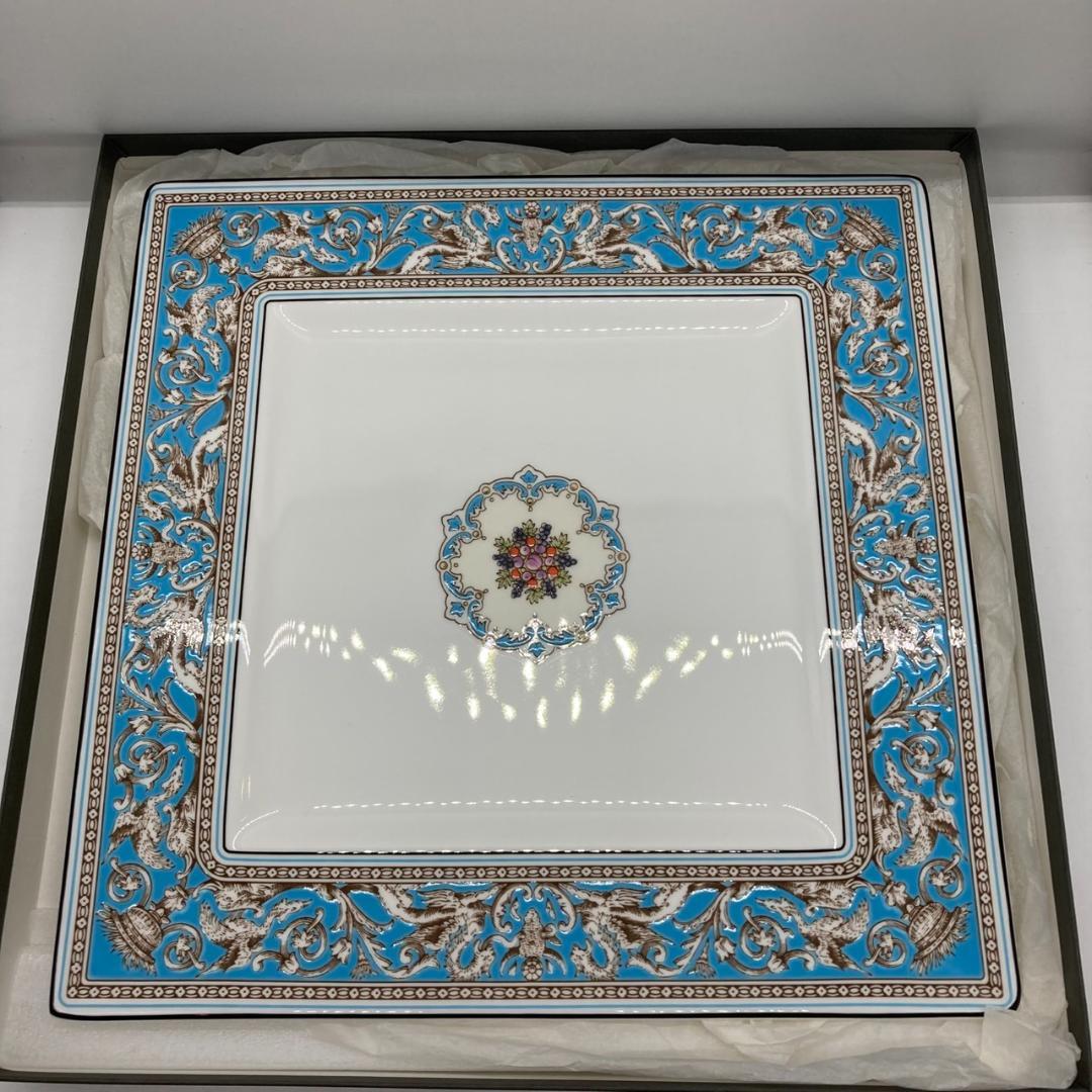 ▼美品　 フロレンティーン　ターコイズ　スクエアプレート　箱有り