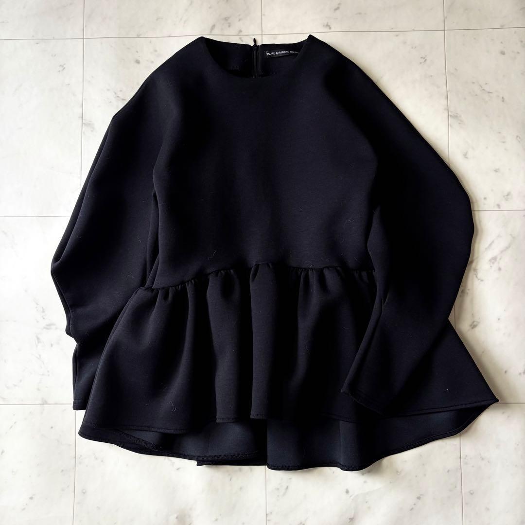 未使用近い ツルバイマリコオイカワ 洗える キリル フリル ペプラムトップス F