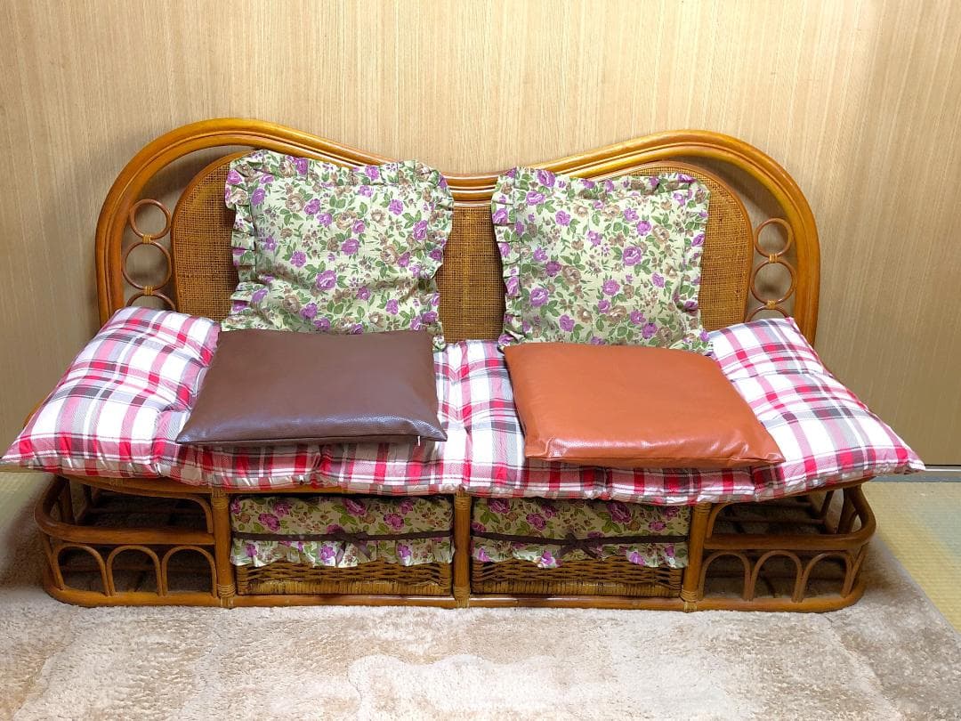 籐ラタン製カウチソファ送料込み