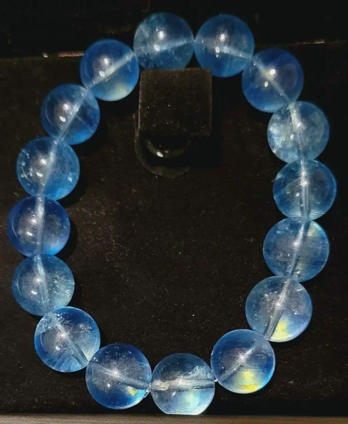 ＊最高峰＊天使の石＊ディープサンタマリアアクアマリン ブレスレット大玉約12mm