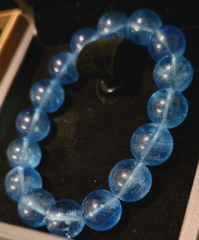 ＊最高峰＊天使の石＊ディープサンタマリアアクアマリン ブレスレット大玉約12mm