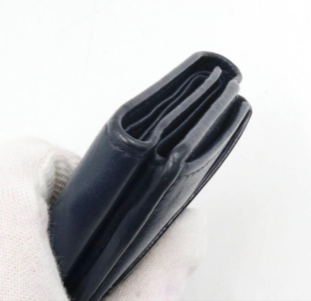 バレンシアガ　三つ折り　財布　ミニウォレット　レザー　ネイビー