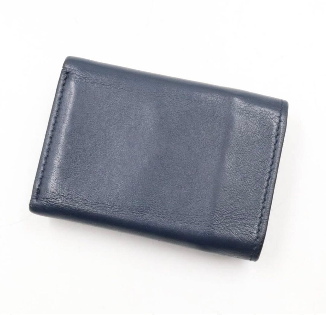 バレンシアガ　三つ折り　財布　ミニウォレット　レザー　ネイビー