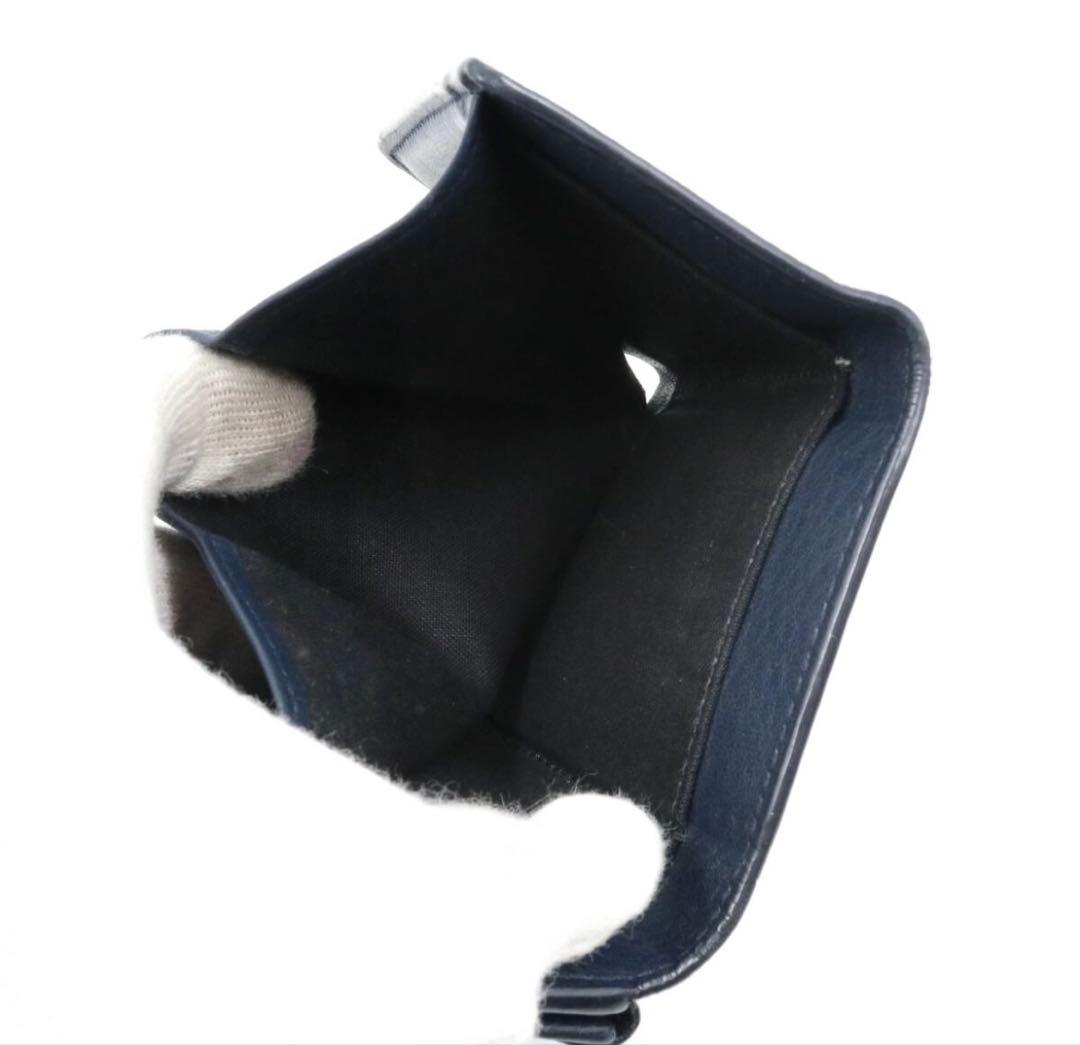 バレンシアガ　三つ折り　財布　ミニウォレット　レザー　ネイビー