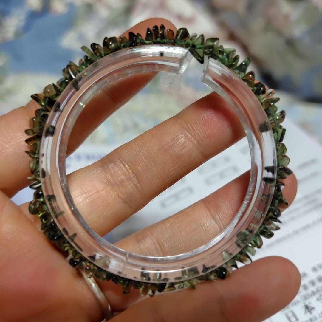 鑑別書付き天然モルダバイト❤5mm丸玉相当❤美麗ブレスレット❤特価❤