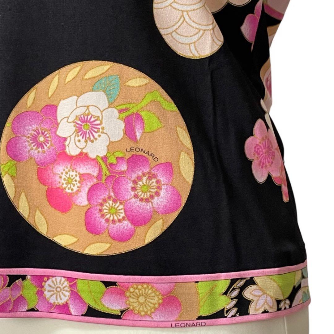 レオナールファッション【38/M】カンカン素材　半袖　トップス　極美品　トリム