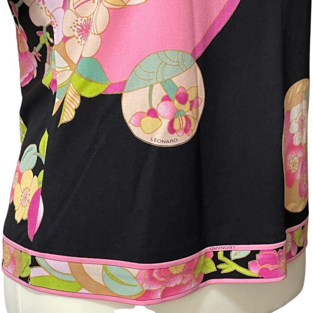 レオナールファッション【38/M】カンカン素材　半袖　トップス　極美品　トリム