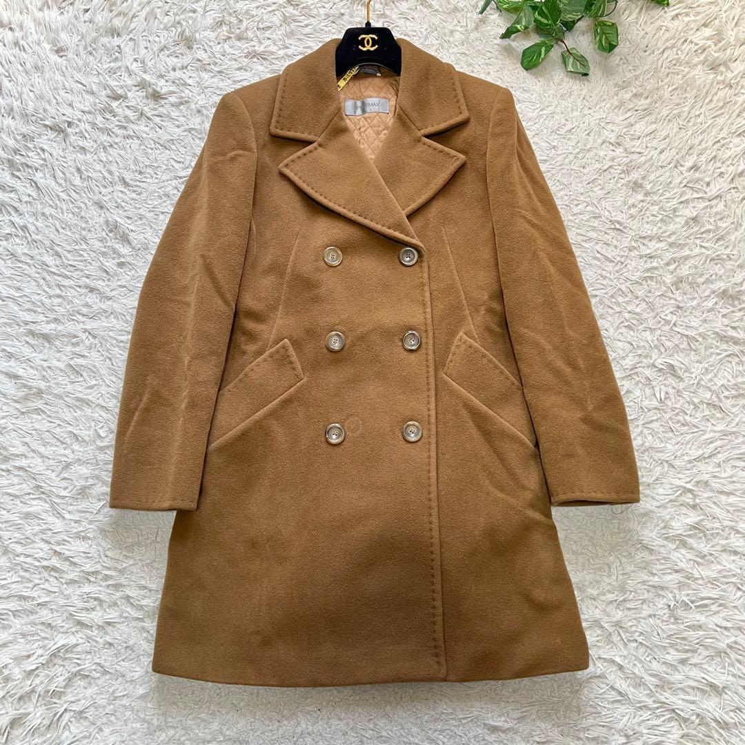 マックスマーラ カシミヤ アンゴラ ピーコート キャメル 42サイズ XL