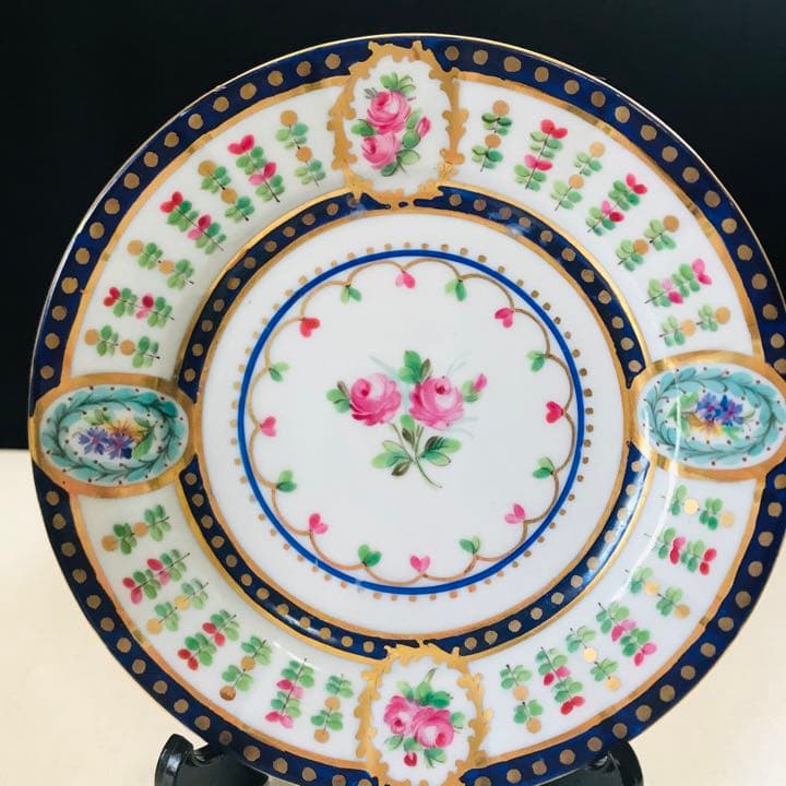 ドレスデン  カールティーメ　薔薇　コバルト　窓絵　コレクション　レア　③