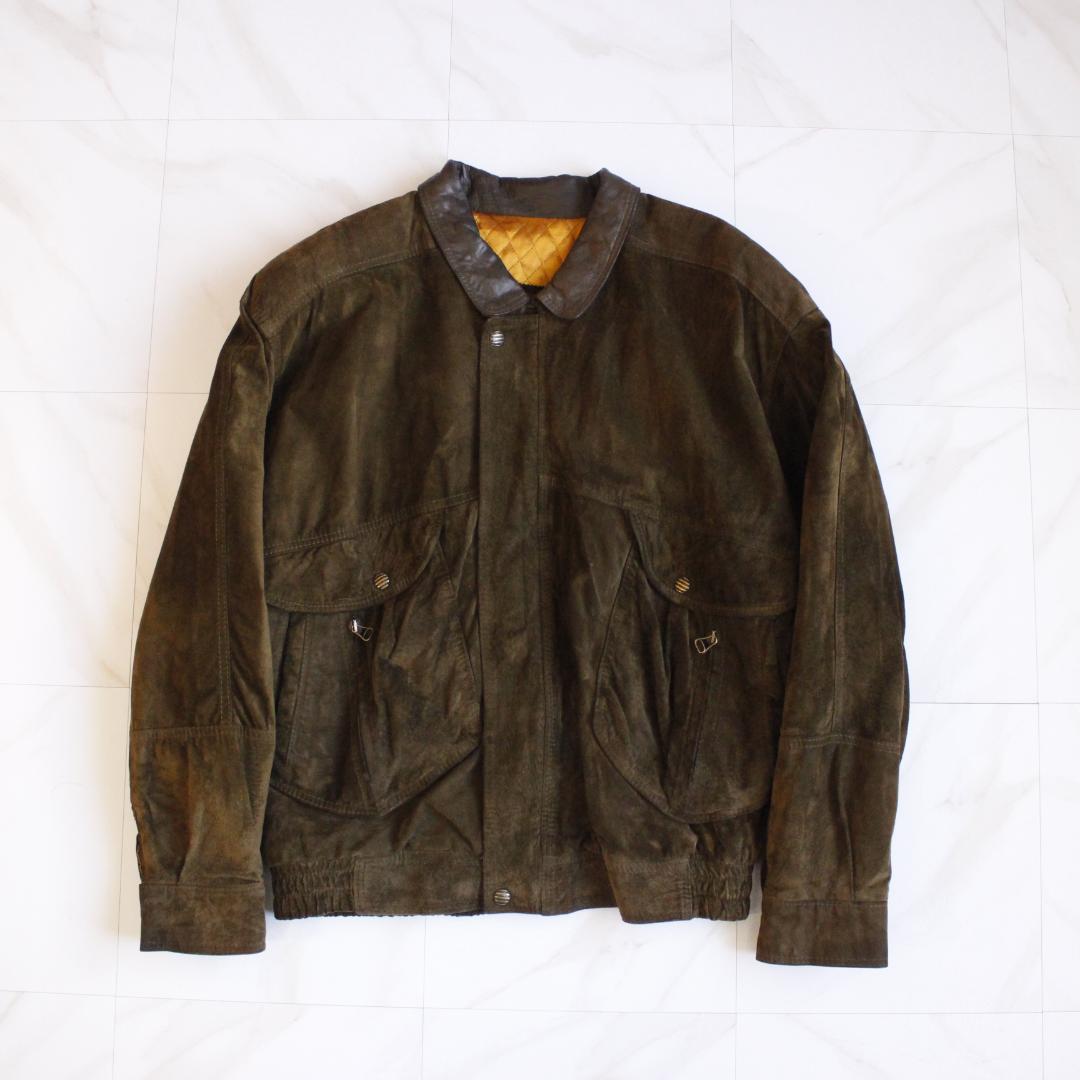 SAHARA WEAR vera pelle スエードブルゾン 3L カーキ