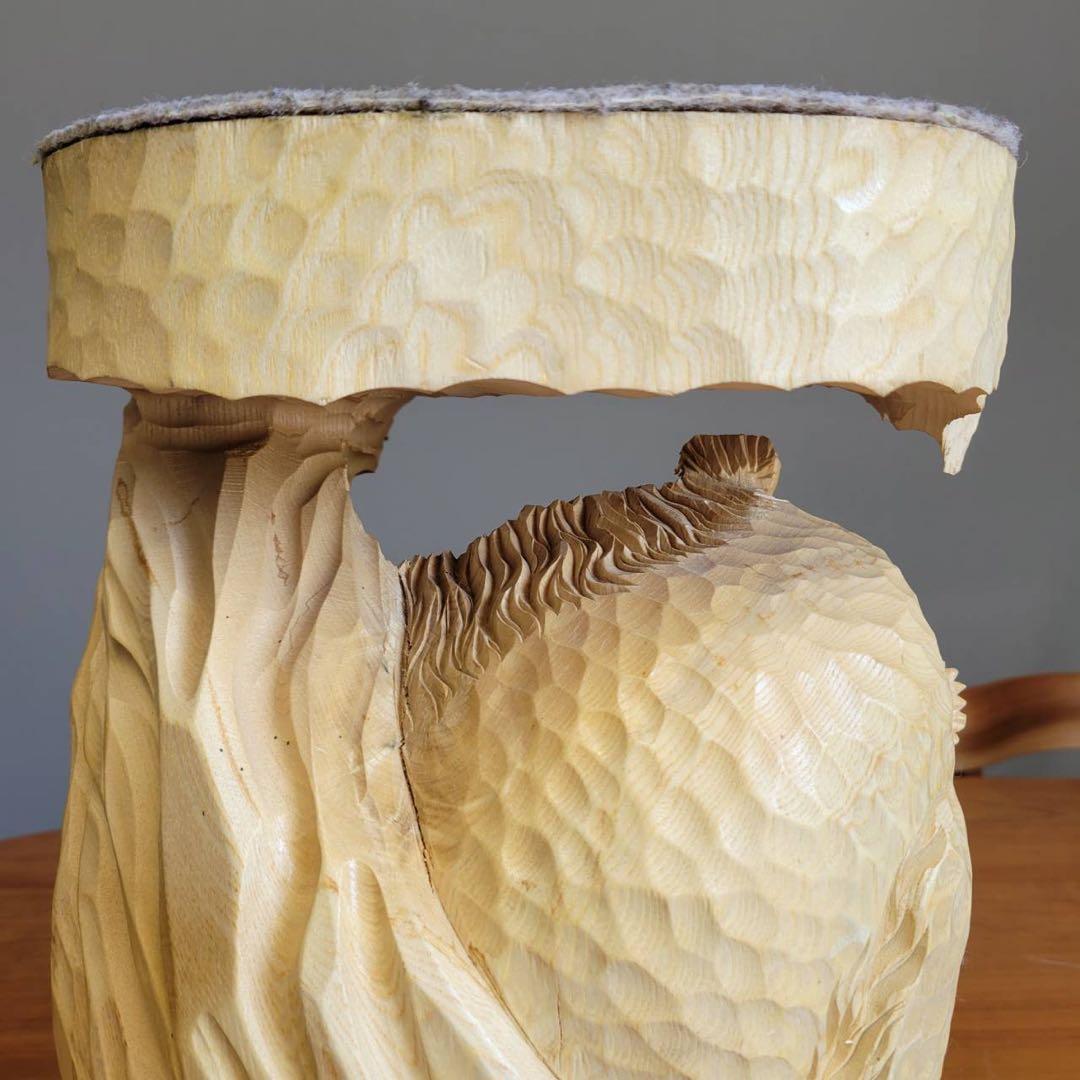 【匿名発送】木彫りの熊　親子熊　木工品　工芸品　置物　熊2匹　電話台　未使用