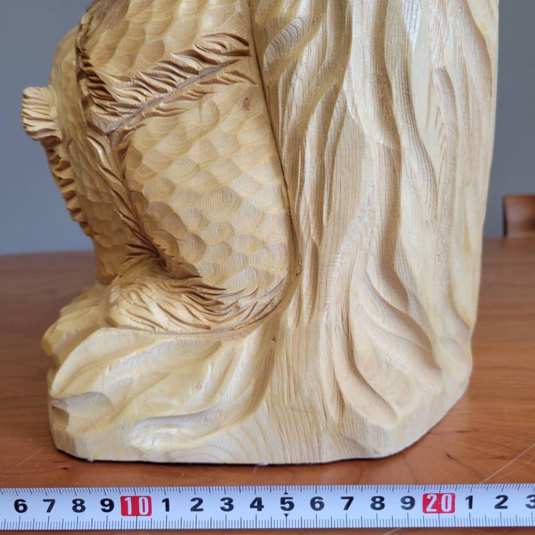 【匿名発送】木彫りの熊　親子熊　木工品　工芸品　置物　熊2匹　電話台　未使用