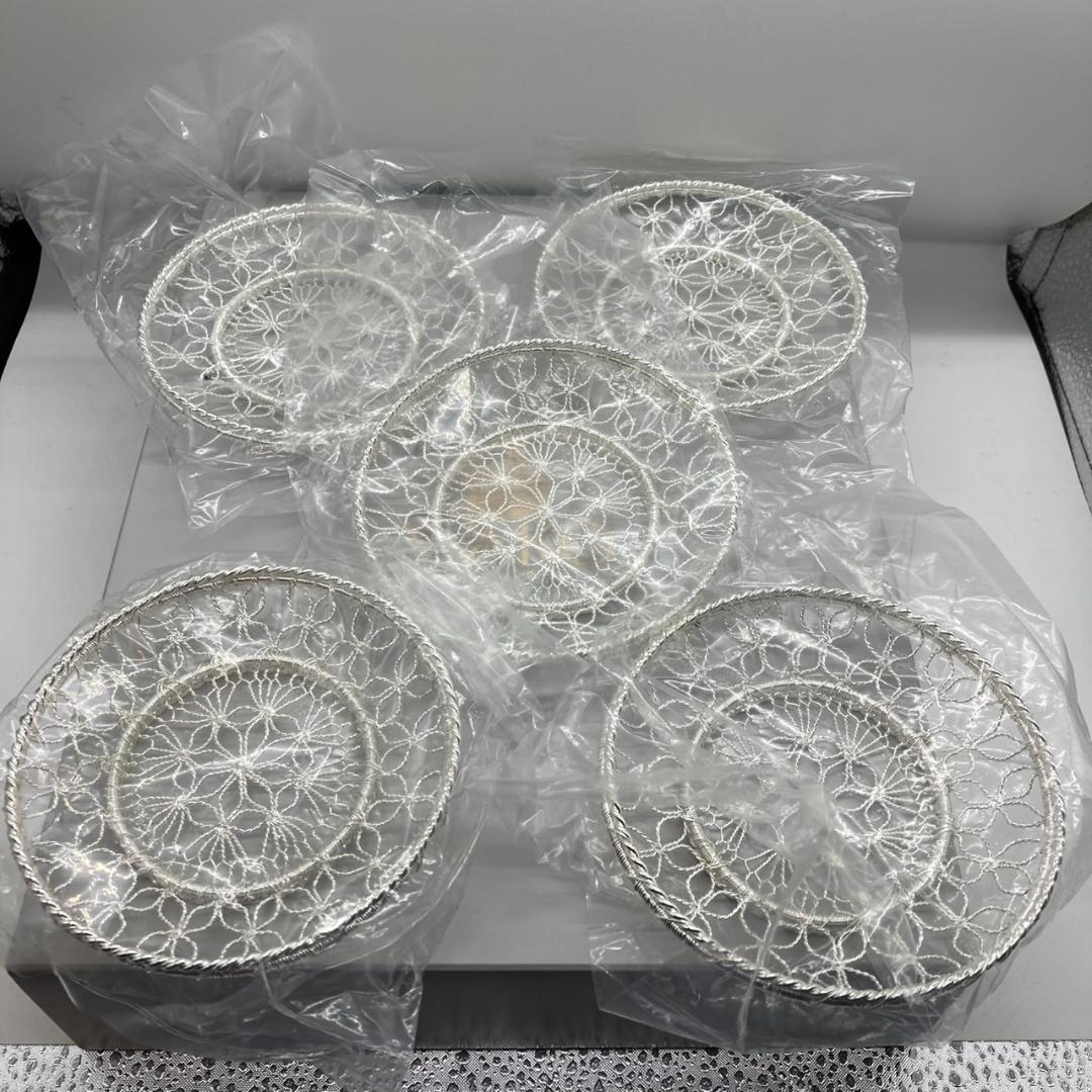 ▼銀座和光　WAKO 銀細工　おしぼりトレイ　コースター　セット