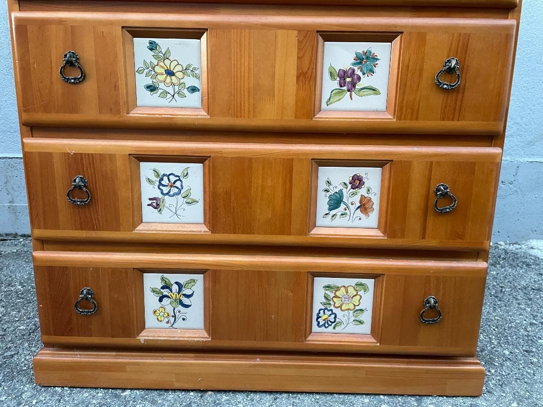 ★ 木製 バレンシア チェスト タイル パイン 箪笥 タンス 北欧 風 引出