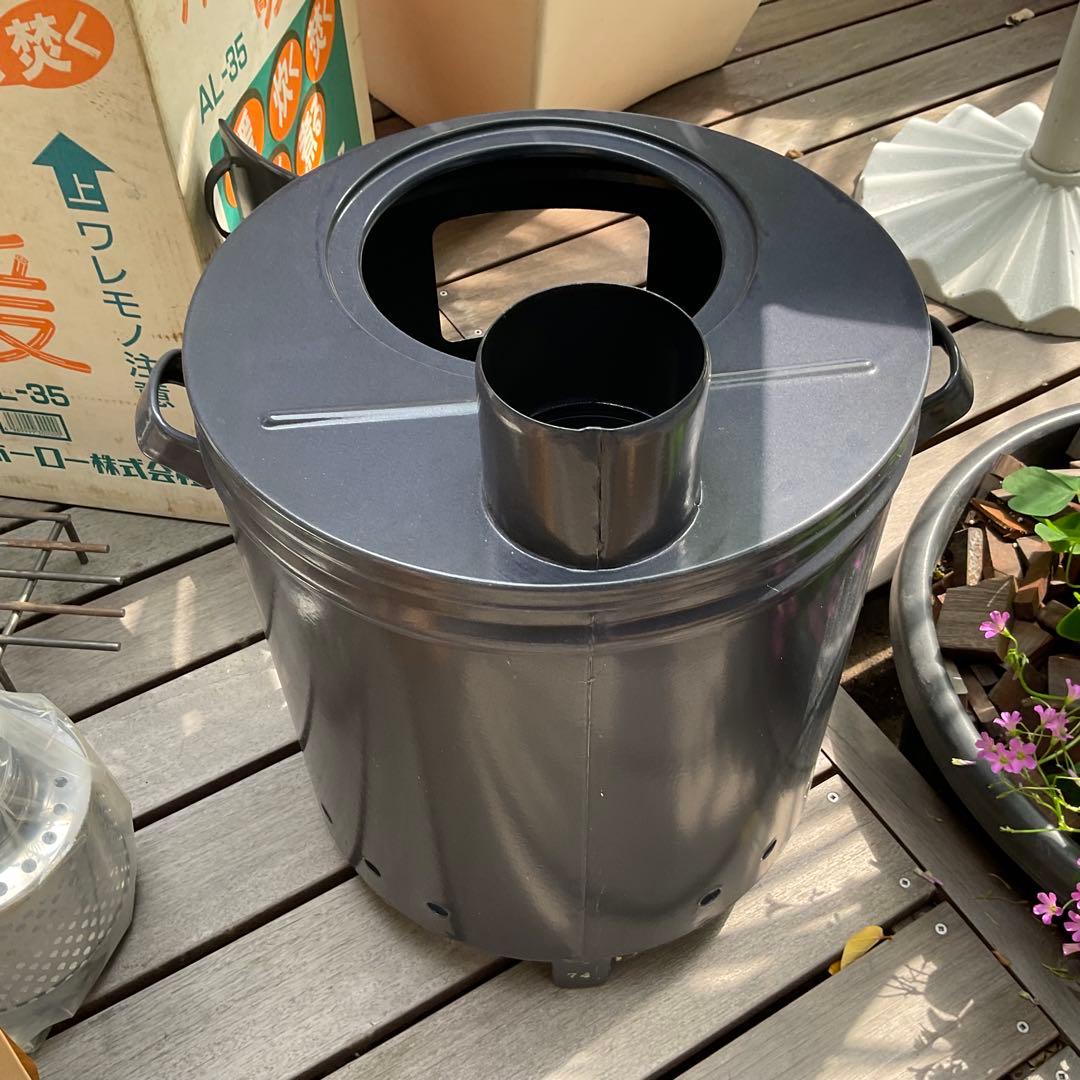 未使用 炉暖 AL-35 三重ホーロ (琺瑯ストーブ) 薪ストーブ バーベキュー