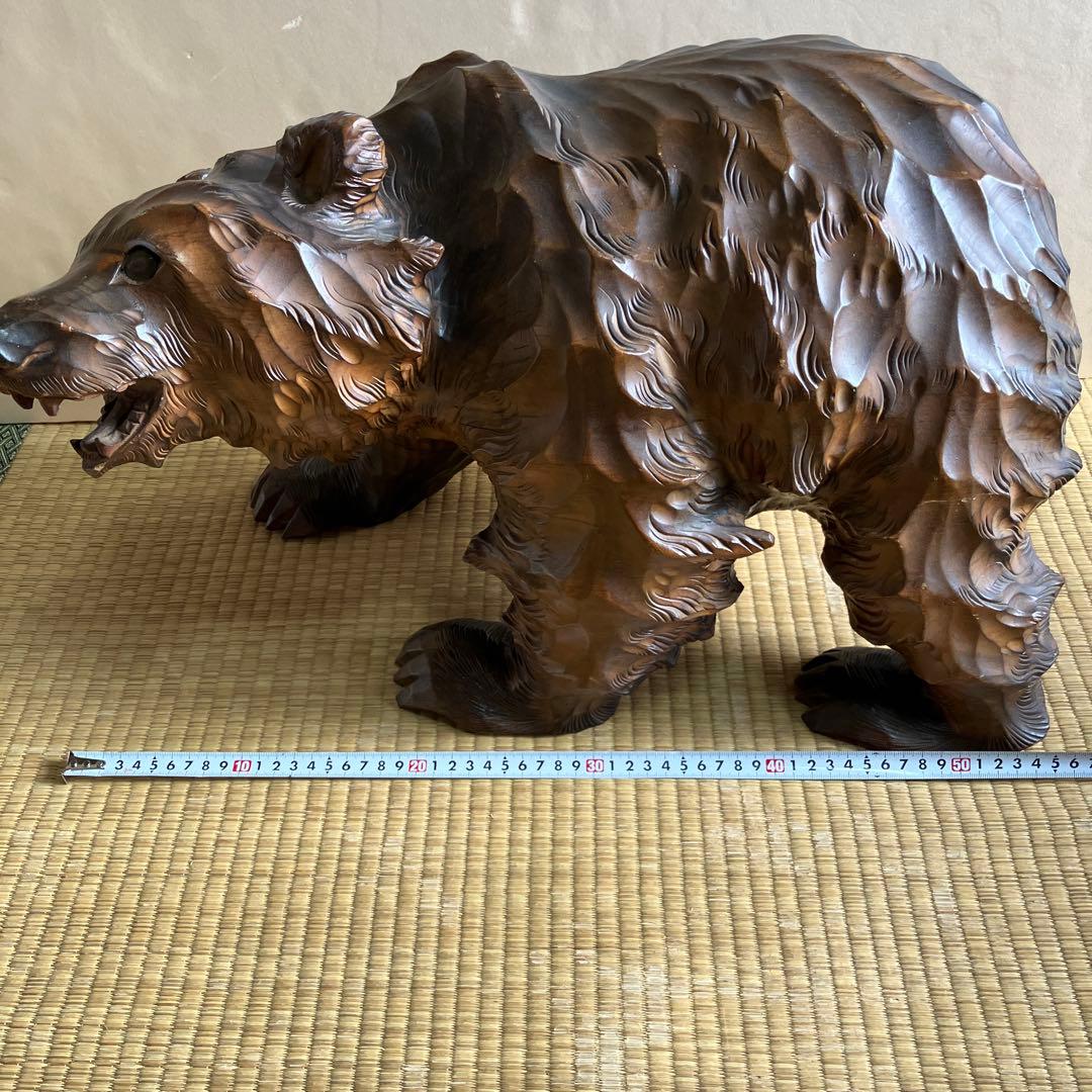 木彫り　熊　置物　特大　民芸品　インテリア　北海道刻印