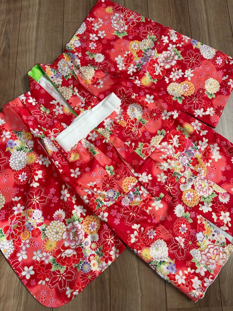 七五三　3歳女の子　着物セット　753 赤色　桜