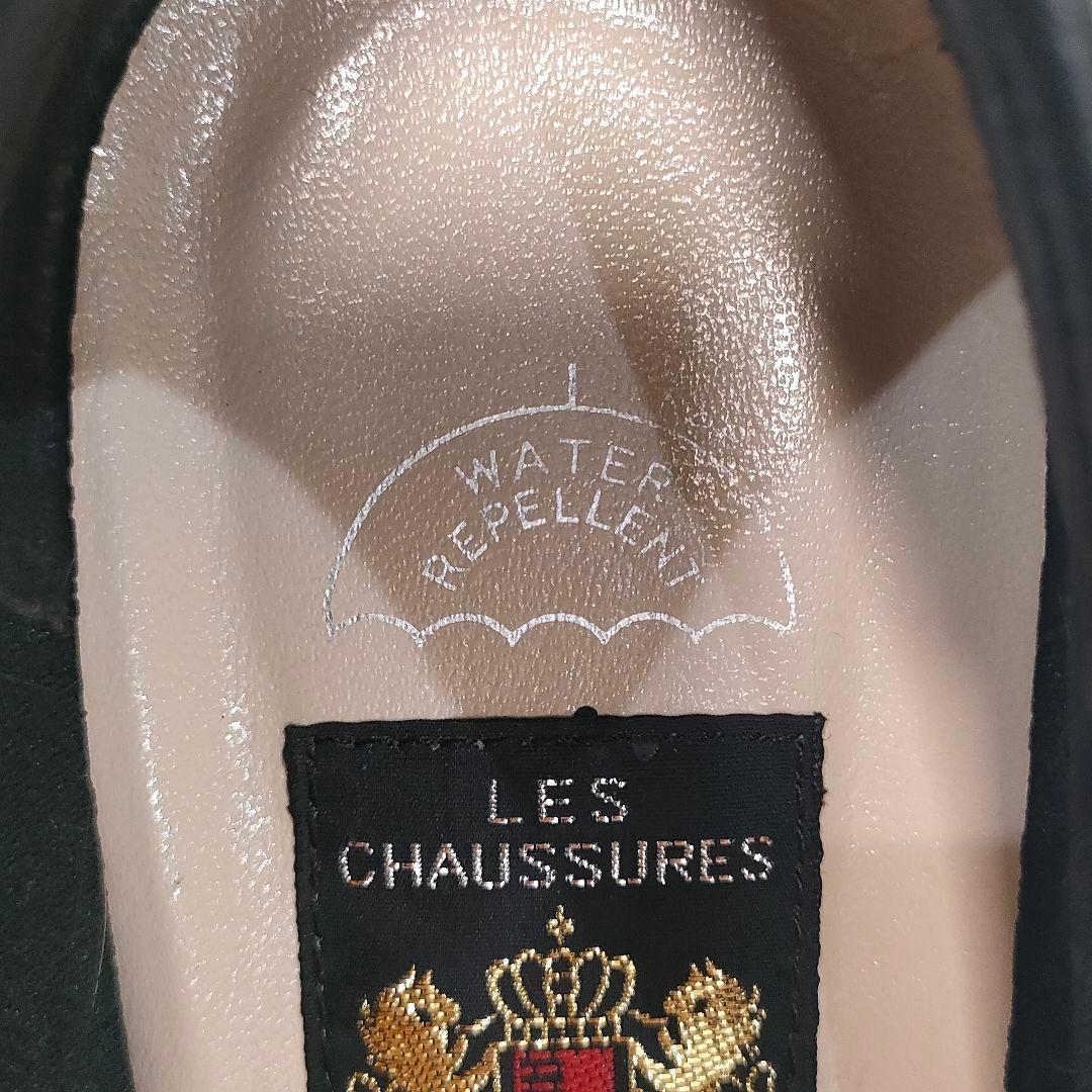 未使用級 ミハマ 本革 撥水加工 レザーシューズ パンプス リボン 黒 23.5