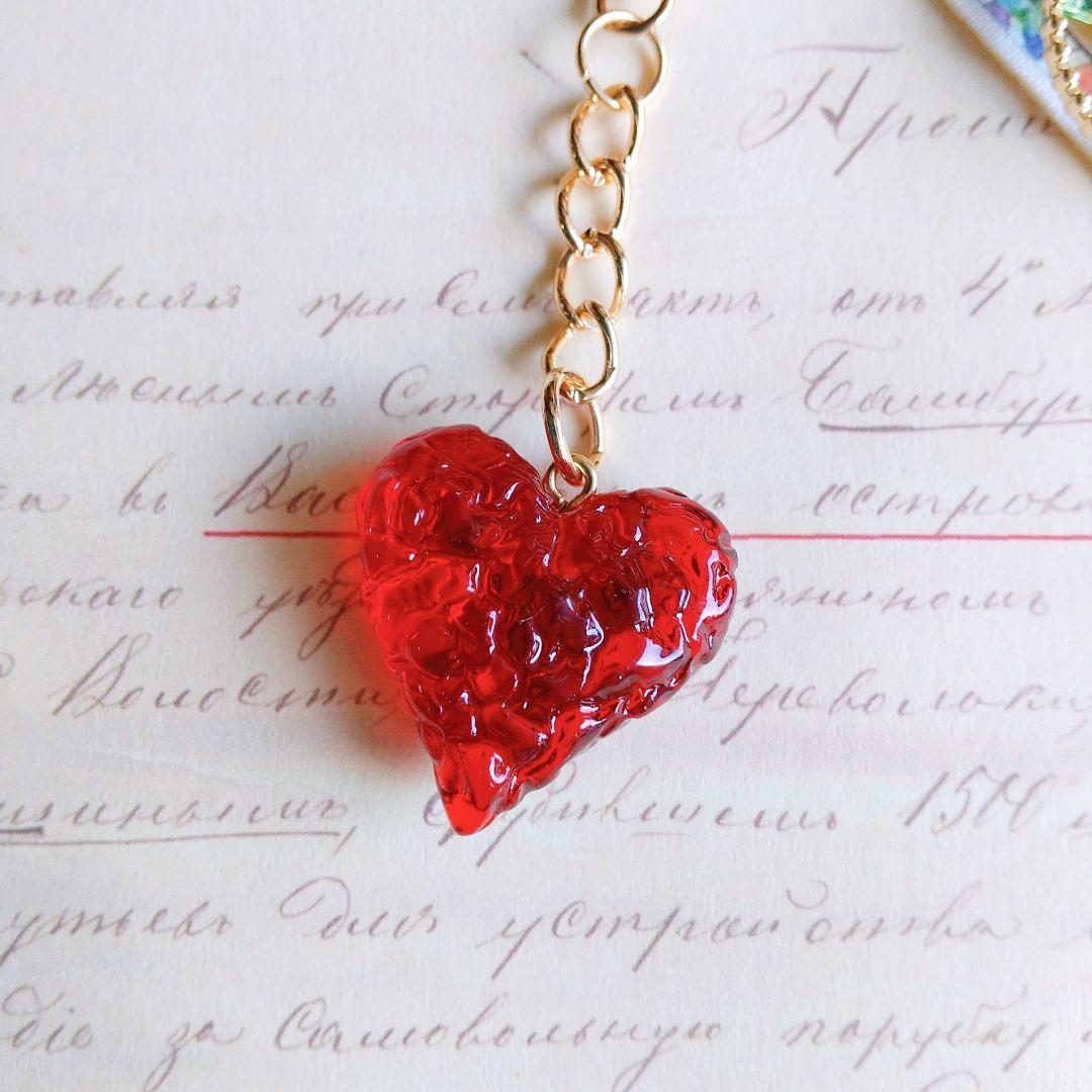 SOLD◆ハンドメイド キーホルダー バッグチャーム ウサギ デコパージュハート