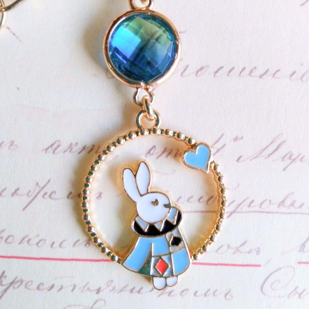 SOLD◆ハンドメイド キーホルダー バッグチャーム ウサギ デコパージュハート