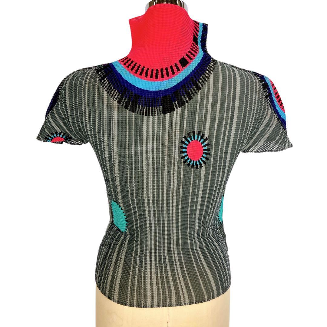 マカ39 超美品 ミーバイイッセイミヤケ 半袖ブラウス トップス ハイネック