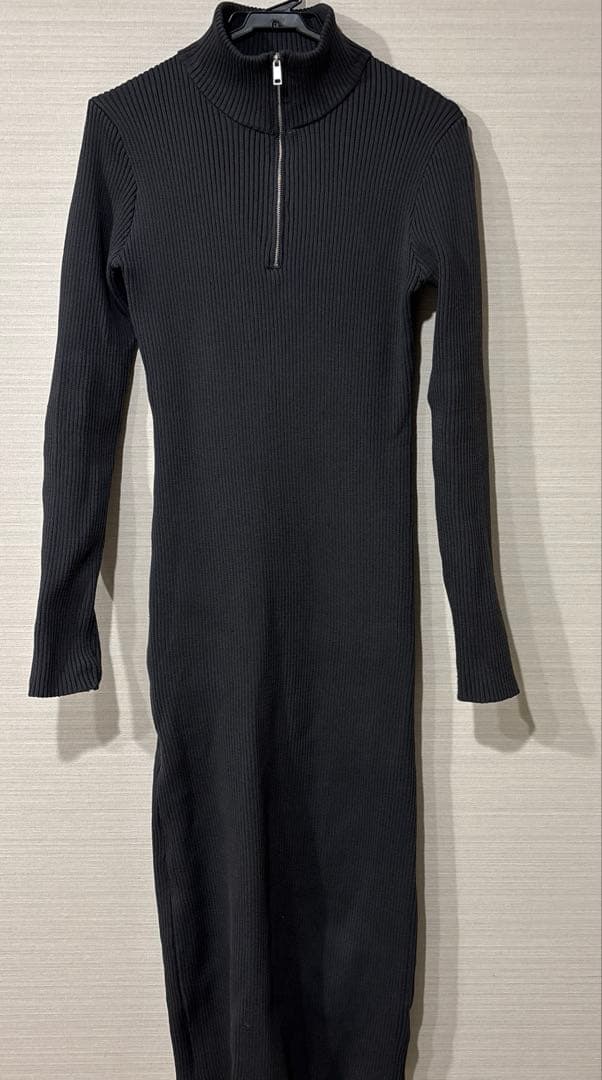 ワンピース maison celon half zip rib knit longdress