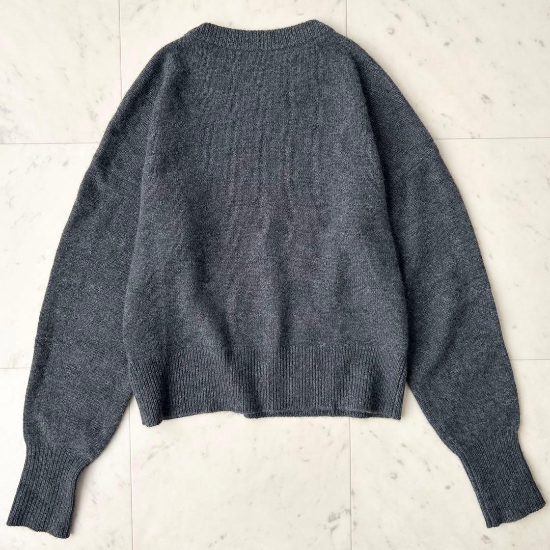 極美品 セオリー カシミヤ100% ドロップショルダークルーネックニット グレー