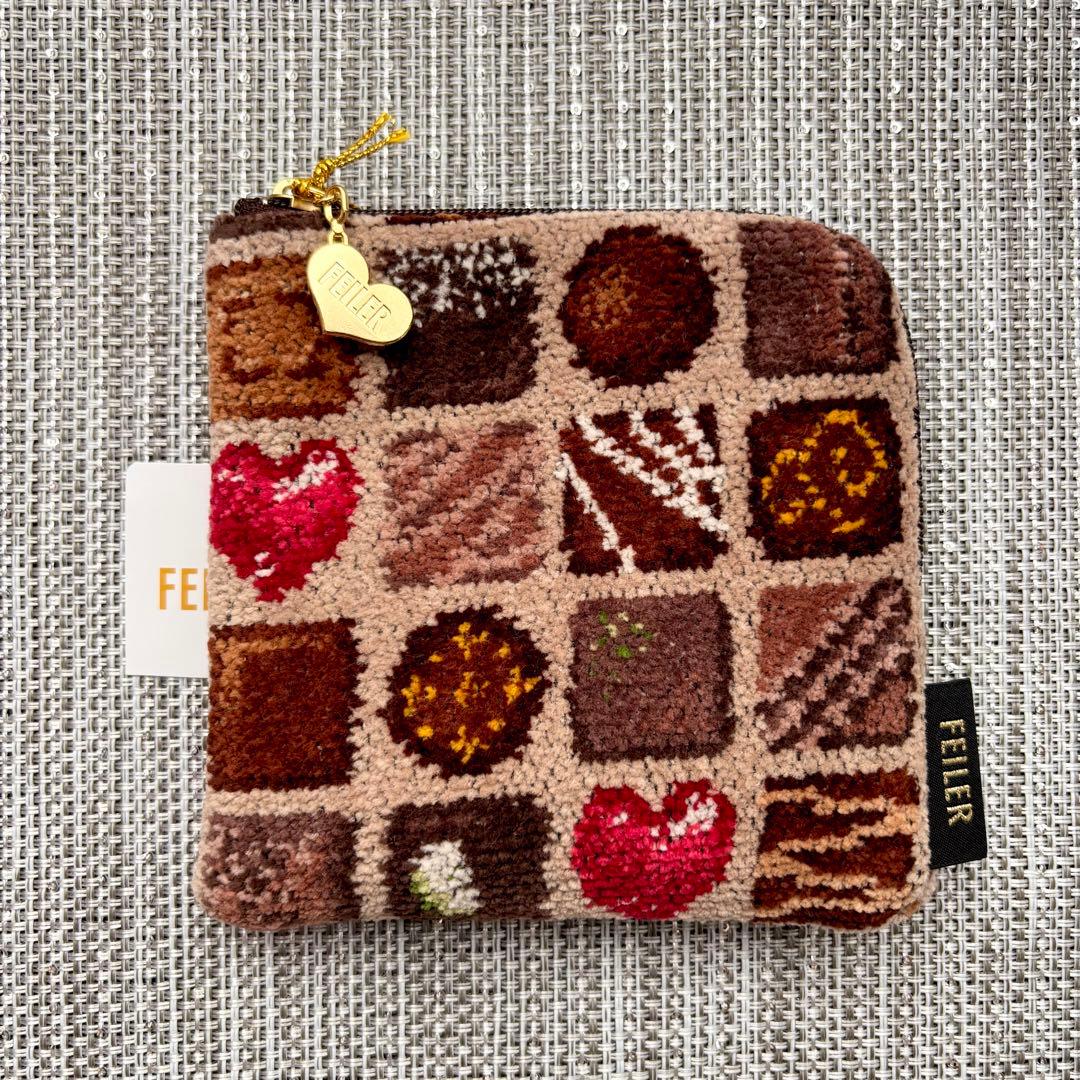 【FEILER】フェイラー♡コフレドゥショコラ スクエアポーチ ベージュ