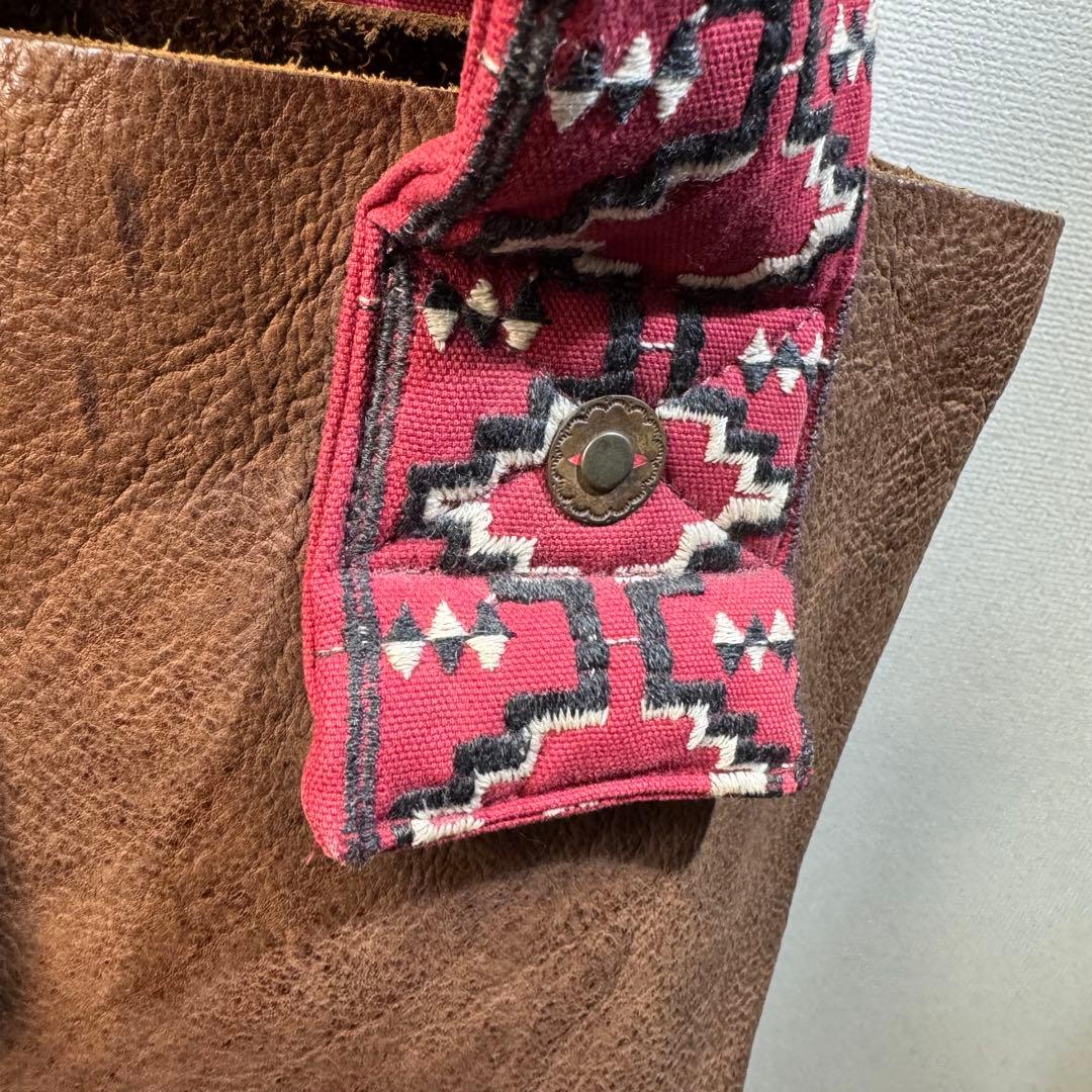 h*k様 KAPITAL レザー トートバッグ 刺繍ショルダー ブラウン