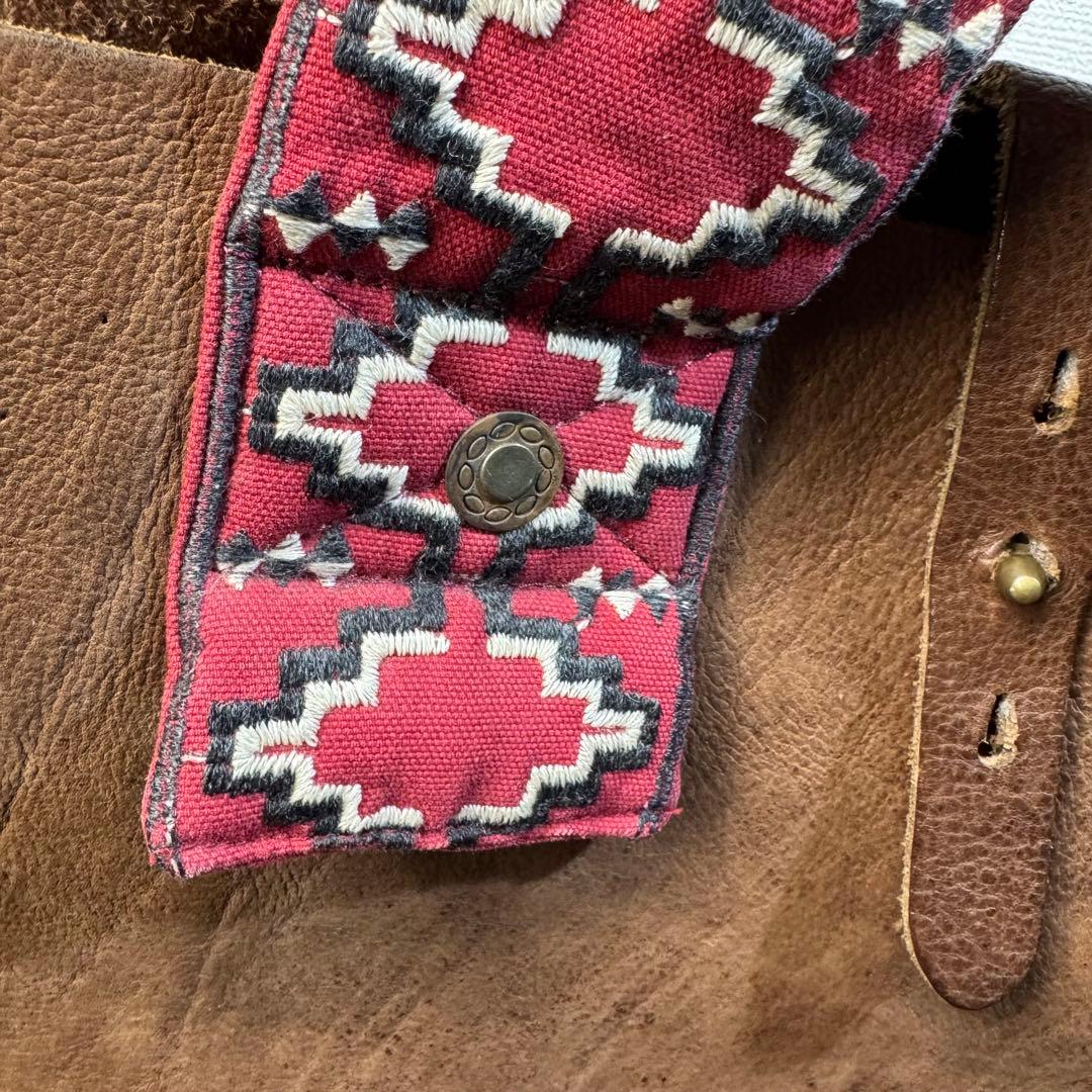 h*k様 KAPITAL レザー トートバッグ 刺繍ショルダー ブラウン