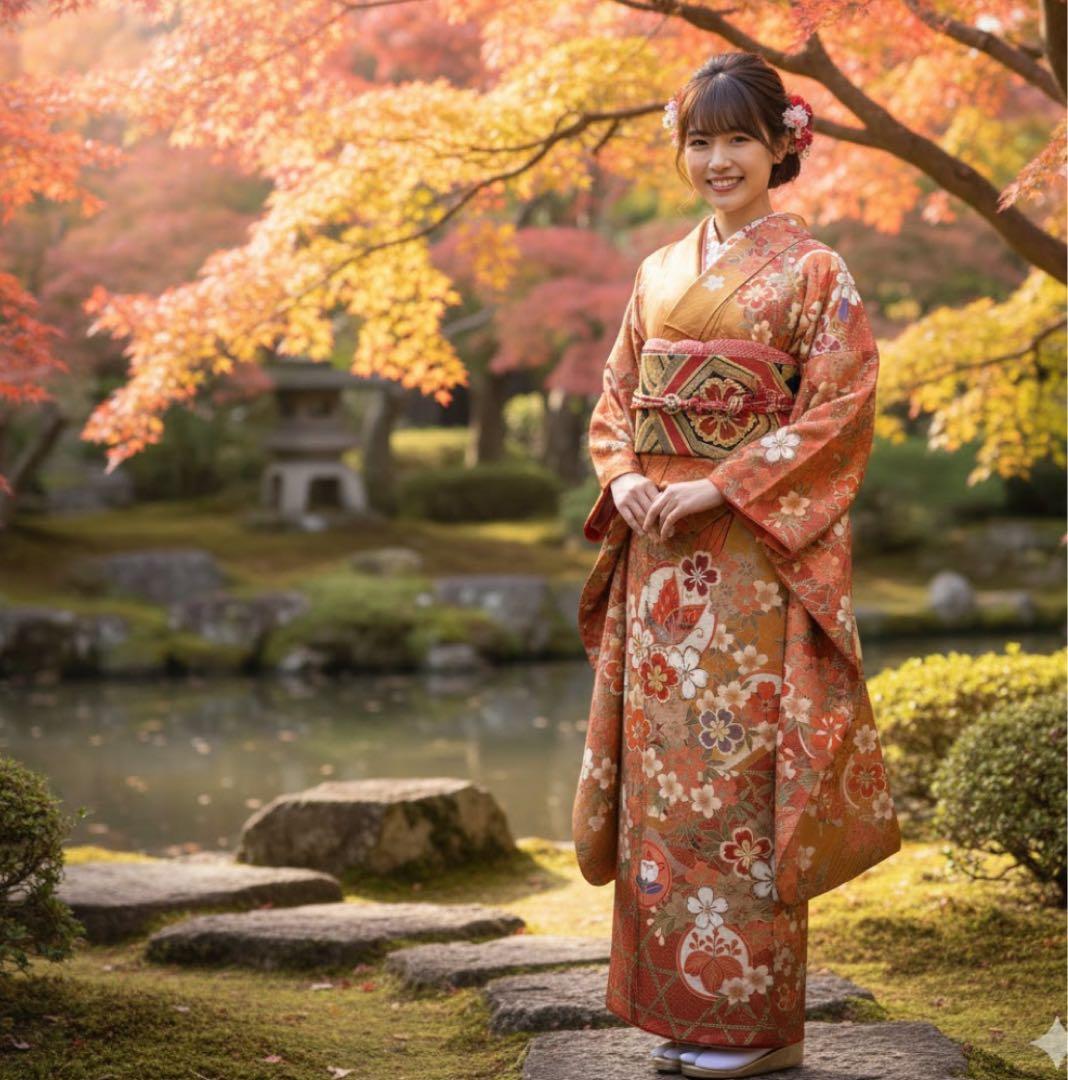 振袖　フルセット　正絹　古典柄　華やか　成人式　２０歳　ふりそで　m5