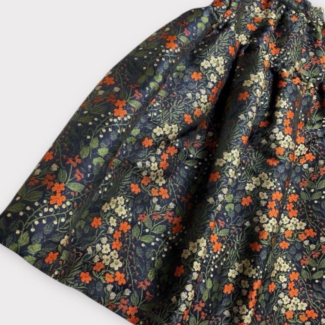 [美品✨近年] セブンテンバイミホカワヒト ラッフルジャガードスカート 花柄刺繍