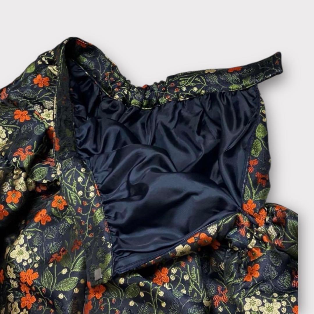 [美品✨近年] セブンテンバイミホカワヒト ラッフルジャガードスカート 花柄刺繍