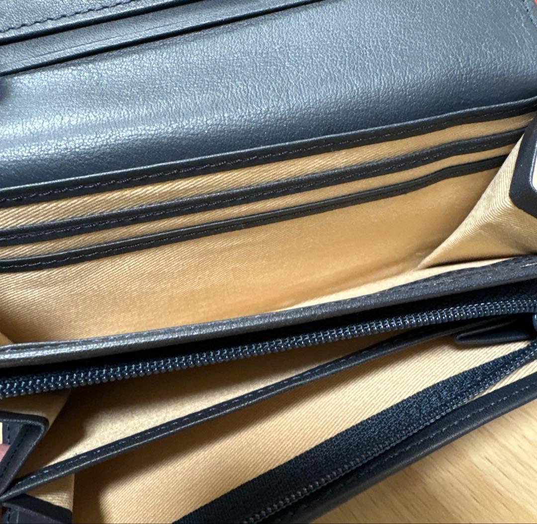 新品未使用品 Kitamura ネイビー二つ折り財布 レザー