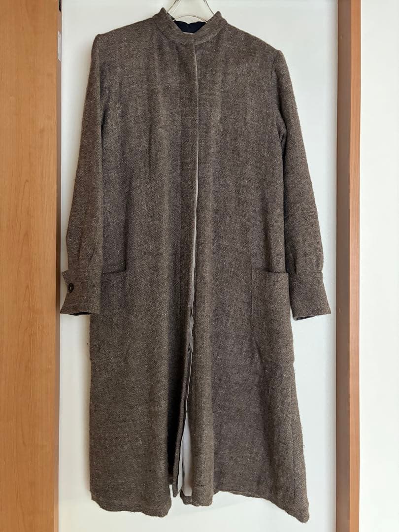 Khadi and Co 手織りツイードコート ブラウンMサイズ