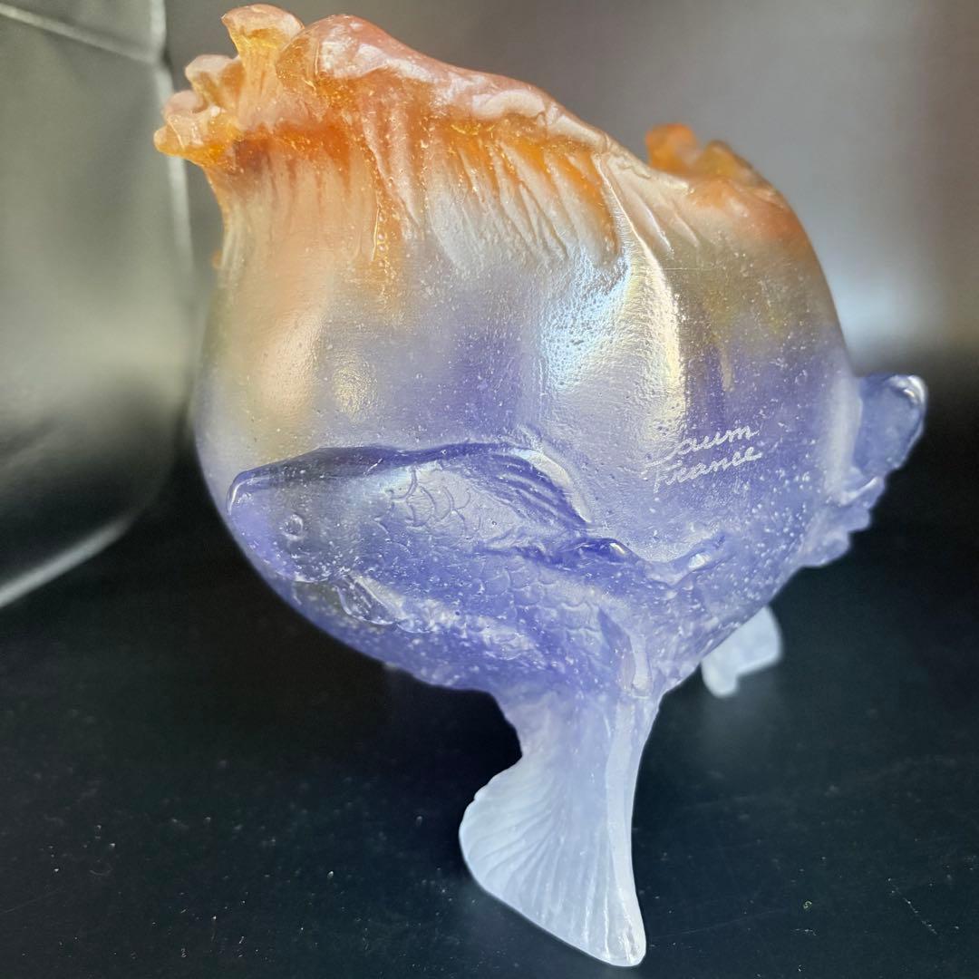 魚　ドーム　フランス　ガラス　クリスタル　ナンシー　水晶　フラワーベース　花瓶