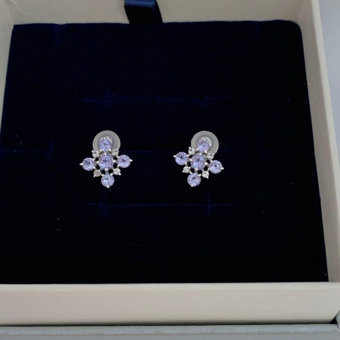 試着のみ ツツミ K10WG タンザナイト ピアス 箱、保証書付き