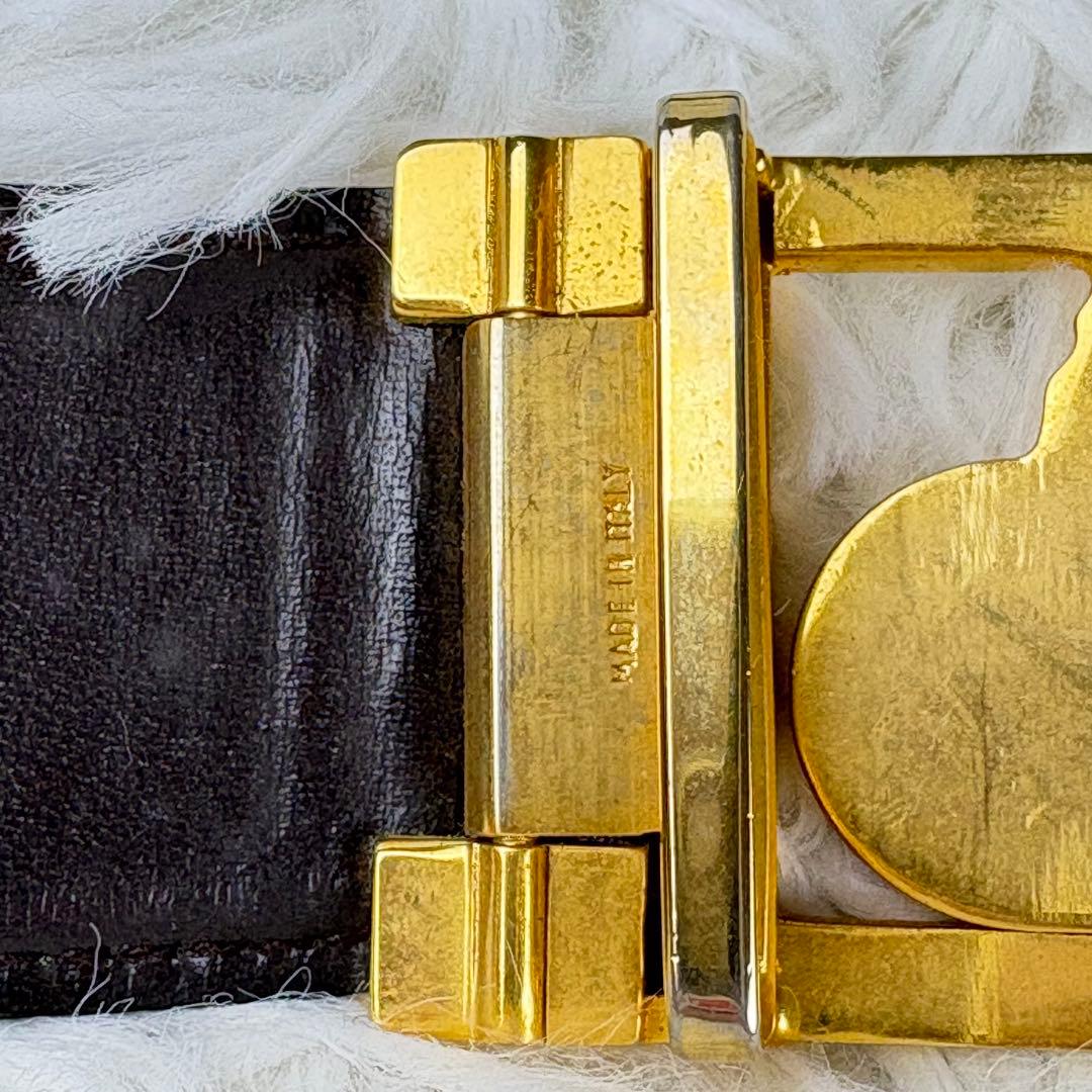 【美品】セリーヌ　CELINE　ベルト　バックル　馬車金具　金　レザー