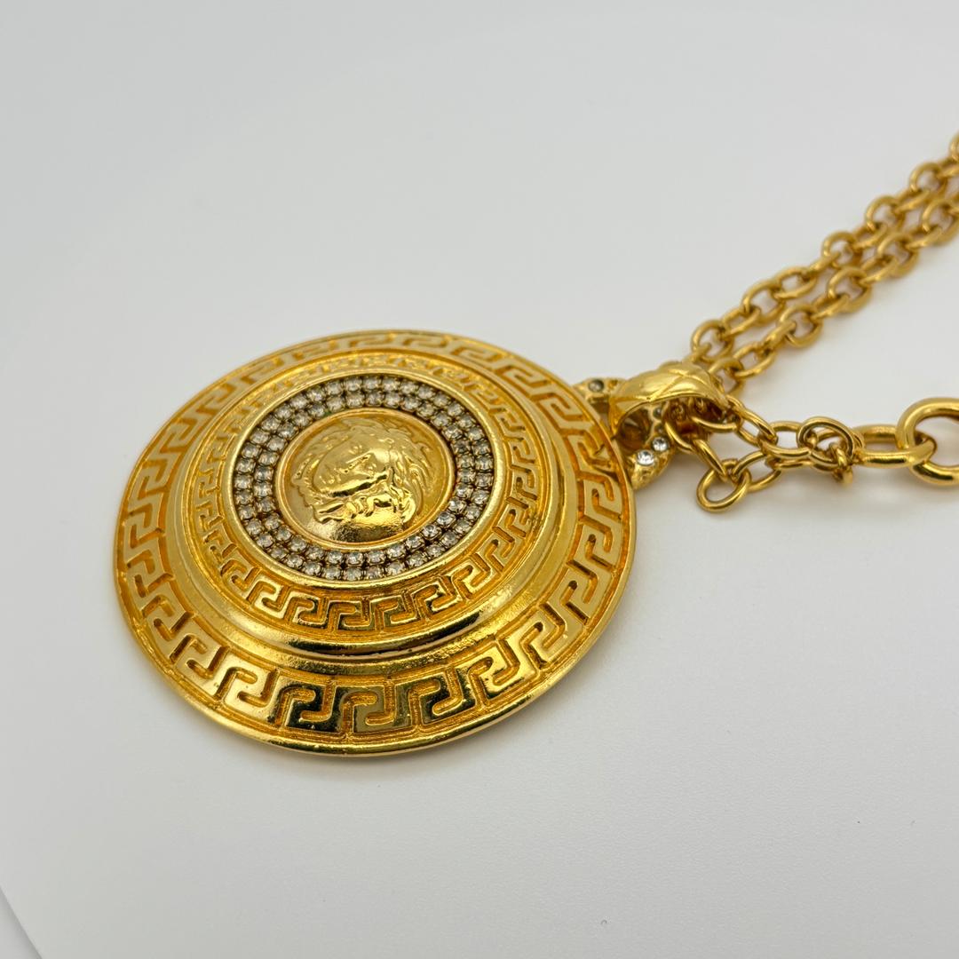 VERSACE 大ぶり メデューサメダル ネックレス 2連チェーン ゴールド