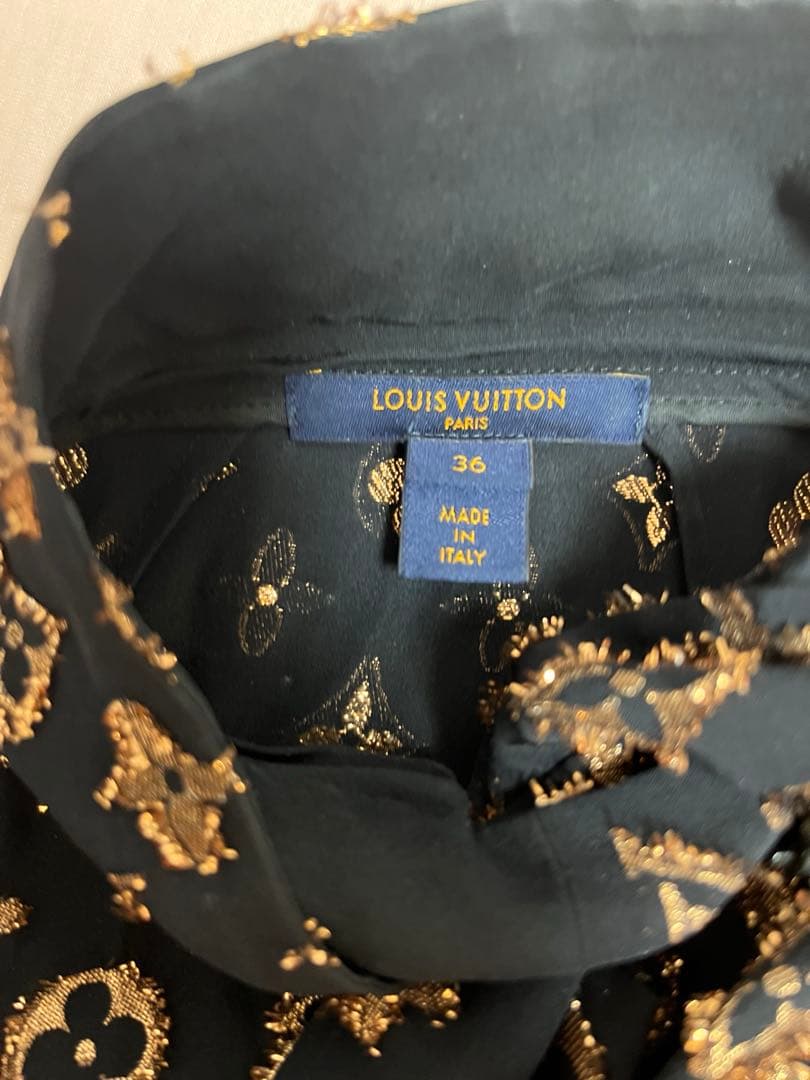 LOUIS VUITTON ロゴ刺繍 半袖シャツ 36